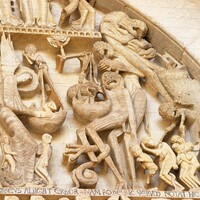 Autun Cathedral tympanum, detail with scales