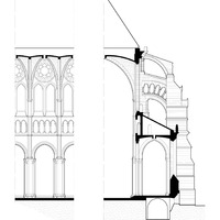 Chartres Cathedrals, nave elevation and buttress section