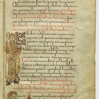 Paris, Bibliothèque nationale, MS lat. 12048, fol. 42r, Standing figure of Matthew and Initial for Mark