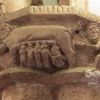 Brandenburg Cathedral, cloister capital with Jewish Sow