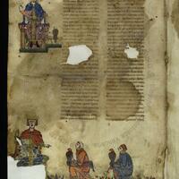 Vatican City, Biblioteca Apostolica Vaticana, MS. Pal. lat. 1071, fol. 1v with portrait of Frederick II