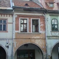 Town square, Bistriţa, Romania, north side, detail 1