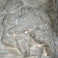 Stavanger Cathedral, capital with battle  (myth) scene