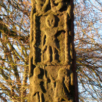 Gosforth Cross, east face, crucifixion detail