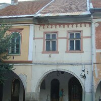 Town square, Bistriţa, Romania, north side, detail 2