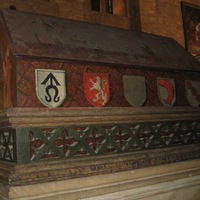 Prague Castle, St. George basilica, tomb chest lid, heraldry