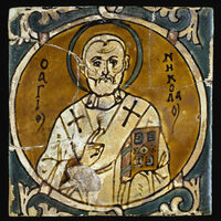 Byzantine ceramic tile, St. Nicholas, 10th c., WAM 48.2086.1