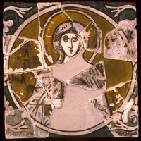 Byzantine ceramic tile, female martyr saint, WAM 48.2086.14