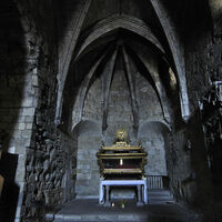 Church of Sant Llorenç, interior with retable of St. Ursula on the right