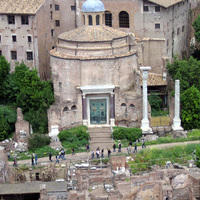 Sts. Cosmas and Damian, Rome, exterior from the Palatine Hill across the Forum