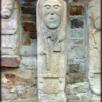 Irish monk with bell and staff, White Island, Ireland