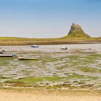 Lindisfarne tidal island, with 16th-century castle