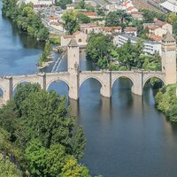 Cahors, Valentré Bridge, aerial view