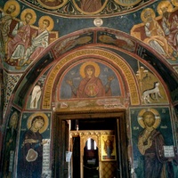 Asinou, Panagia Phorbiotissa, west entrance, Virgin and Christ child