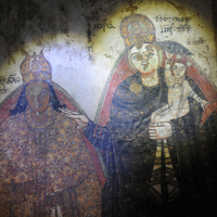 Faras Cathedral, north aisle, Martha, mother of the king, with the Theotokos and Child,  late 10th–early 11th c., National Museum of Sudan