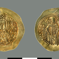 Hyperperon of Manuel I Komnenos, 1143–52, both sides, Dumbarton Oaks, BZC.1960.125.78