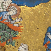 British Library, Add MS 27210, fol. 10v, detail with Moses and the burning bush