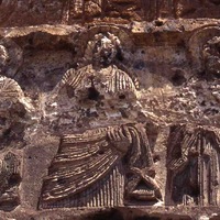 Mren, west lintel, detail with Christ, Peter, and Paul