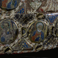 Miter of Kettil Karlsson, detail of enamels (SHM)