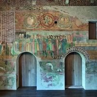 San Zeno, Verona, tower, south wall fresco with Frederick II