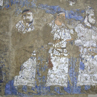 Afrasiab Museum, painted chamber, west wall, three figures