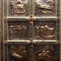 Sant'Ambrogio golden altar, back , left panel