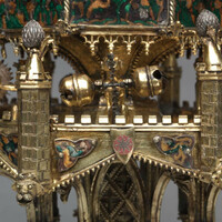 Cleveland Museum of Art, table fountain, detail with bells and wheels