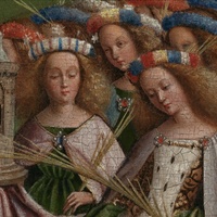 Ghent Altarpiece, detail of female saints in Adoration of the Lamb panel