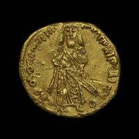 British Museum, coin with the figure of 'Abd al-Malik, 695