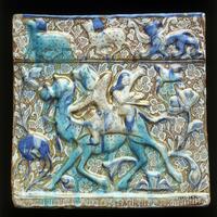 London, Victoria and Albert Museum, Takht-e Soleyman frieze tile with Bahram Gur