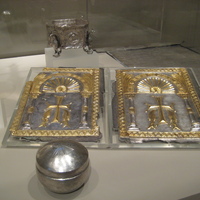 Dumbarton Oaks, Sion Treasure, pair of book covers with crosses flanked by cypress trees