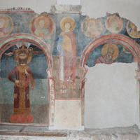 Bačkovo ossuary, upper chapel, walled-in narthex arcade with Tsar Ivan Alexander