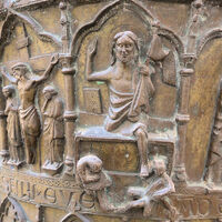 Rostock font, Crucifixion and Resurrection