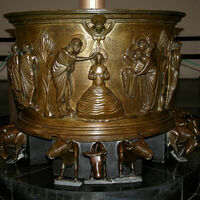 Liège font, baptism of Jesus