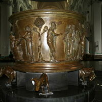 Liège font, John the Baptist preaching