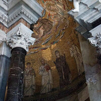 Chapel of St. Venantius, mosaic detail with orant Mary and saints