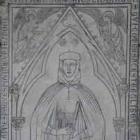 Detail, tomb slab of architect Hugues Libergier, d. 1263, Reims Cathedral