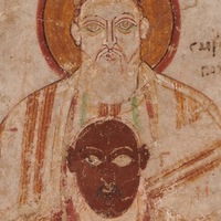 Faras Cathedral, baptistery, St. Peter with Bishop Petros, 972–99, detail