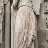 Reims Cathedral, west facade, north portal, smiling angel