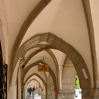 Town square, Bistriţa, Romania, north side, detail of grain-market arcade 2