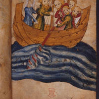 London, British Library, Cotton MS Nero A X/2, fol. 60r, Noah and his family in the ark