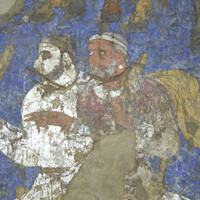 Afrasiab Museum, painted chamber, south wall, 2 figs