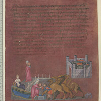 Vienna, Österreichische Nationalbibliothek, Cod. theol. gr. 31, p. 13, Rebecca and the personification of the spring