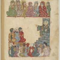 Paris, Bibliothèque nationale de France, MS arabe 5847, fol. 58v with Abu Zayd on a minbar